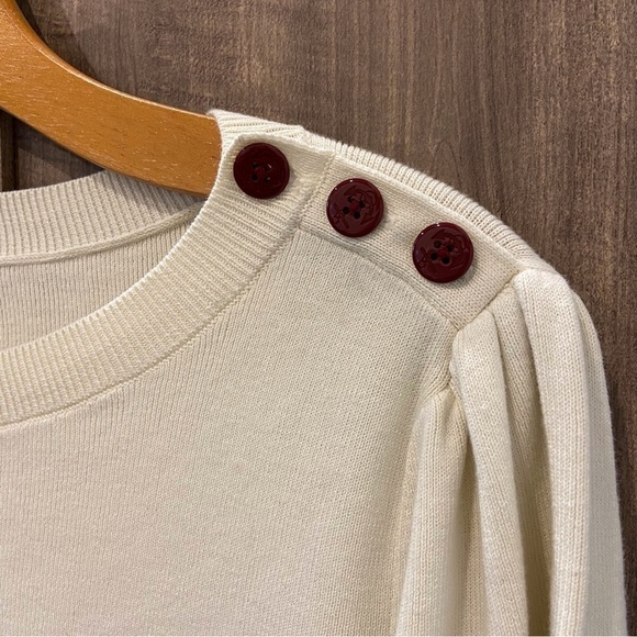 Talbots size X Sweater 3/4 sleeves stripes nautical buttons - Picture 3 of 9